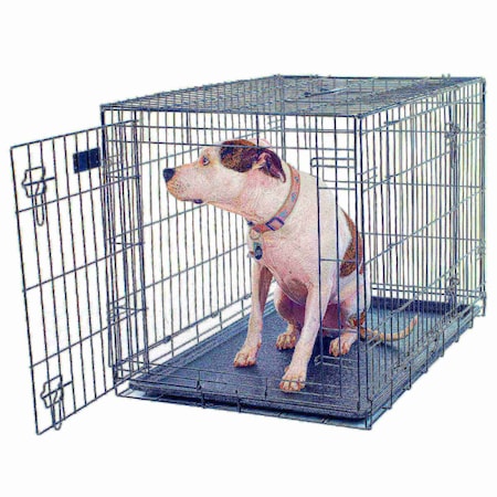Pet Adobe Large 2 Door Foldable Dog Crate Cage - 36 x 23 Inch 891215ICV